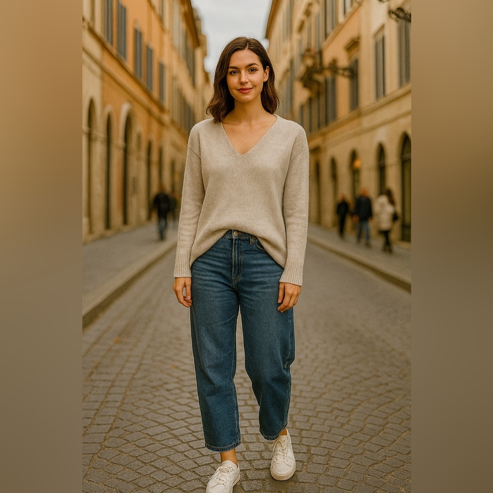 Peruvian Connection Cream V-Neck Sweater